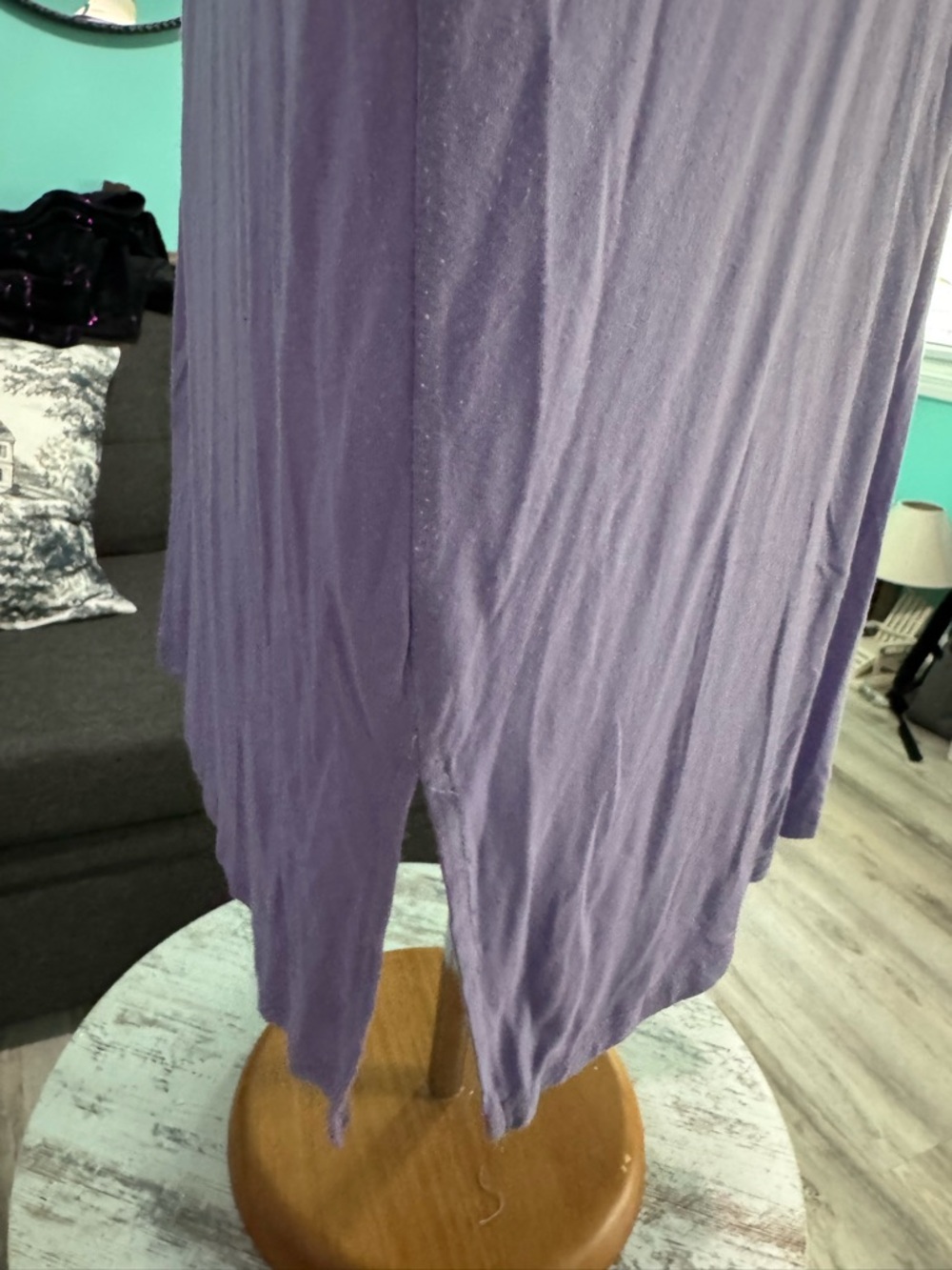 Relaxed Lavender Scoop-Neck Tunic Top w/ Cut Out Sleeves - Picture 6 of 8